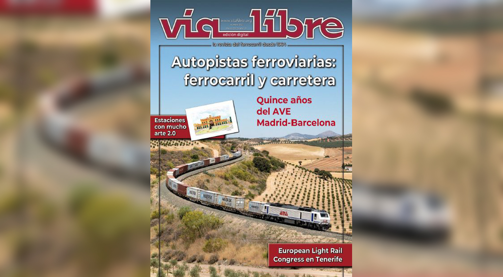 El avance de las autopistas ferroviarias, portada del �V�a Libre� de marzo